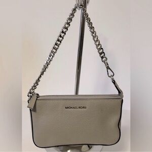 Michael Kors Gray Leather Chain Shoulder Bag